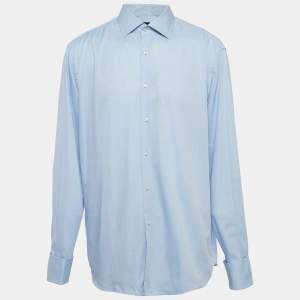 Pre Owned Boss By Hugo Boss  Blue Pinstripe Cotton Long Sleeve Shirt XXXL