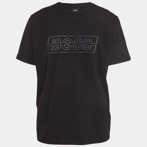 Boss By Hugo Boss Black Logo Textured Cotton Crew Neck T-Shirt XXL