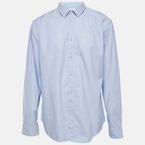 Boss By Hugo Boss Blue Textured Cotton Button Front Shirt XXL