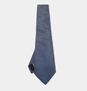 Pre Owned Boss By Hugo Boss Navy Blue Patterned Silk Tie