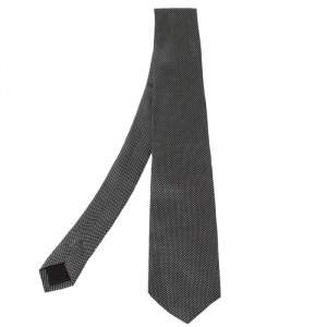 Pre Owned Boss By Hugo Boss Black Dotted Pattern Silk Tie