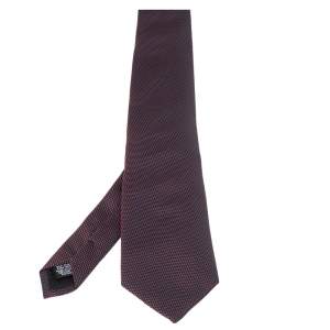 Pre Owned Boss By Hugo Boss Purple & Black Jacquard Silk Tie