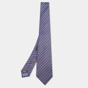 Boss by Hugo Boss Navy Blue Diagonal Striped Silk Tie