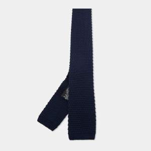 Boss By Hugo Boss Navy Blue Cotton Knit Slim Tie