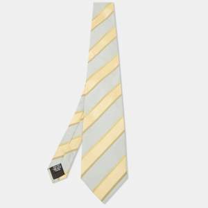 Boss By Hugo Boss Yellow/Blue Diagonal Stripe Textured Silk Tie