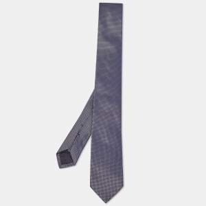 Boss By Hugo Boss Navy Blue Patterned Silk Skinny Tie