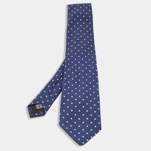 Boss By Hugo Boss Vintage Navy Blue Polka Dots Silk Tie