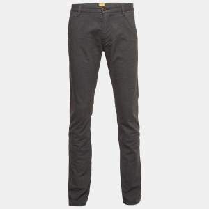 Boss By Hugo Boss Grey Cotton Blend Slim Fit Trousers L