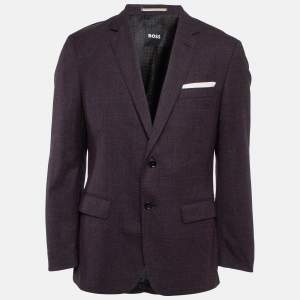 Boss By Hugo Boss Burgundy Wool Single Breasted Blazer XL