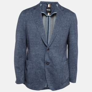 Boss By Hugo Boss Blue Melange Jersey Slim-Fit Blazer L