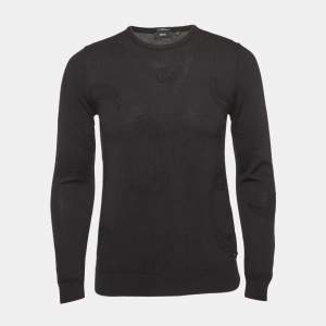 Boss by Hugo Boss Black Paisley Pattern Knit Slim Fit Sweater M