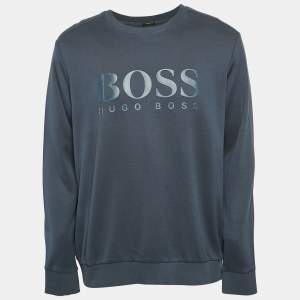 Boss by Hugo Boss Blue Logo Print Cotton Knit Sweatshirt XXL