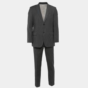 Boss By Hugo Boss Grey Pinstripe Wool Single Breasted Pants Suit S