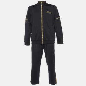 Boss By Hugo Boss Black Cotton Knit Track Pants and Jacket Set XXL