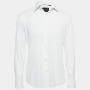 Pre Owned Boss by Hugo Boss White Jersey Button Front Shirt M