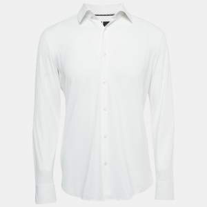 Boss By Hugo Boss White Jersey Button Front Shirt M