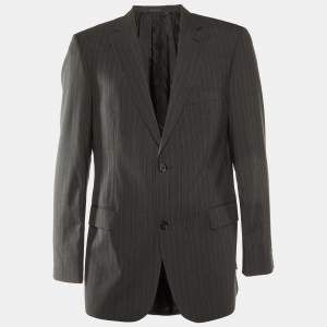 Boss By Hugo Boss Grey Pin Striped Wool Paolini Blazer L