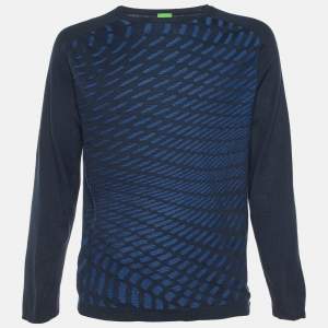 Boss by Hugo Boss Midnight Blue Cotton Ramo Crew Neck Jumper L