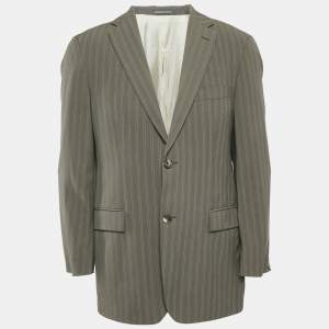 Boss By Hugo Boss Grey Stripe Wool Single Breasted Blazer M