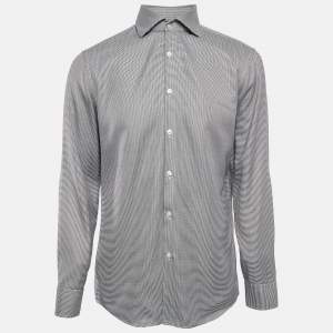 Boss By Hugo Boss Black Patterned Cotton Button Front Slim Fit Shirt XL