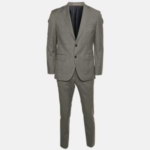 Boss By Hugo Boss Grey Wool Plaid Tailored Johnstons/Lenon1 Pants Suit S