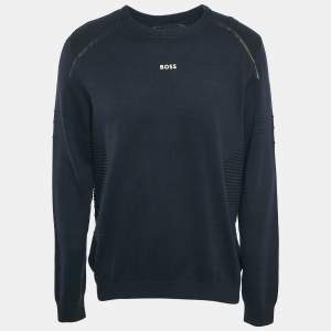 Boss By Hugo Boss Navy Blue Cotton Long Sleeve Rowler Jumper XL