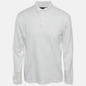 Boss By Hugo Boss White Cotton Long Sleeve Polo T-Shirt L