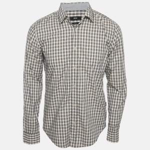 Boss By Hugo Boss Brown Checks Cotton Slim Fit Shirt M