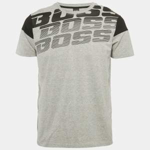 Boss By Hugo Boss Grey Printed Jersey Crewneck T-Shirt L
