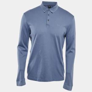 Boss By Hugo Boss Blue Cotton Knit Polo T-Shirt M