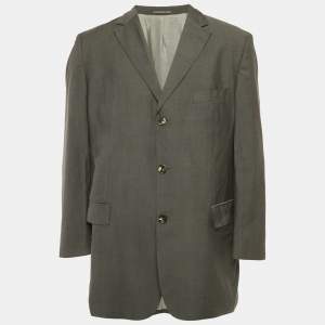 Boss By Hugo Boss Grey Virgin Wool Single Breasted Blazer XXL  