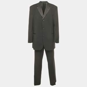 Boss By Hugo Boss Black Virgin Wool Single Breasted Suit 4XL