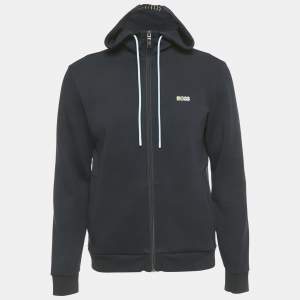 Pre Owned Boss By Hugo Boss Navy Blue Cotton Saggy 2 Hoodie S