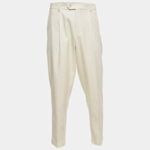 Pre Owned Boss By Hugo Boss Off-White Cotton Blend Relaxed Fit Trousers XXL 