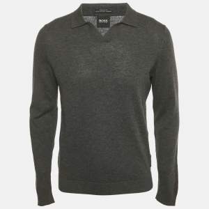 Boss By Hugo Boss Grey Wool Knit Collar Pullover M
