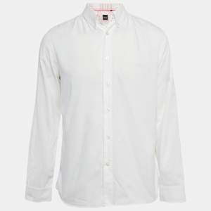 Pre Owned Boss Hugo Boss White Cotton Regular Fit Shirt L