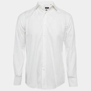 Pre Owned قميص بوس باي هوغو بوس قطني أبيض ضيق المقاس صغير