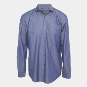 Pre Owned Boss By Hugo Boss Blue Cotton Full Sleeve Shirt XXL
