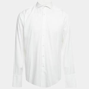 Pre Owned Boss By Hugo Boss White Cotton Slim Fit Jaiden Shirt XL