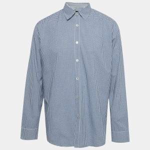 Pre Owned Boss By Hugo Boss Blue/White Checkered Cotton Obert Regular Fit Shirt XL 