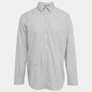 Pre Owned Boss By Hugo Boss Burgundy Printed Cotton Luka Regular Fit Shirt XL 