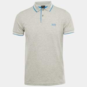 Pre Owned Boss By Hugo Boss Grey Cotton Slim Fit Paul Polo T- Shirt M