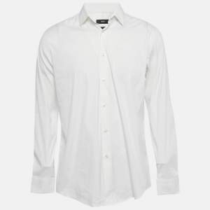 Pre Owned Boss By Hugo Boss White Cotton Blend Slim Fit Isko Shirt L