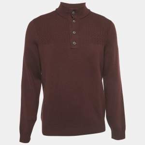 Pre Owned Boss By Hugo Boss Burgundy Wool Sweater L