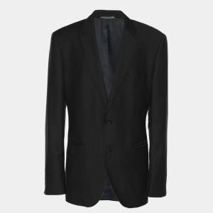 Pre Owned Boss By Hugo boss Midnight Blue Virgin Wool Single Breasted Blazer XL
