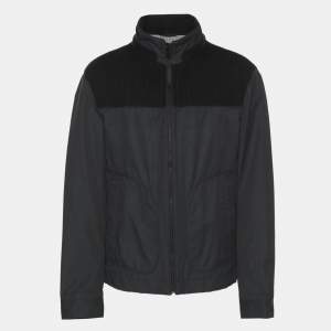 Pre Owned Boss By Hugo Boss Navy Blue Gabardine and Rib Knit Jacket XXL