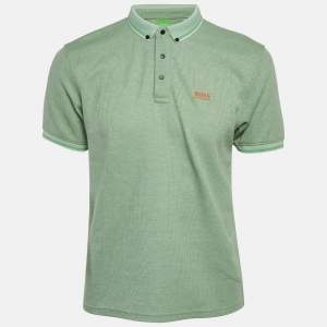 مملوكة مسبقًا Boss By Hugo Boss Green Mesh Jersey Polo T-Shirt L