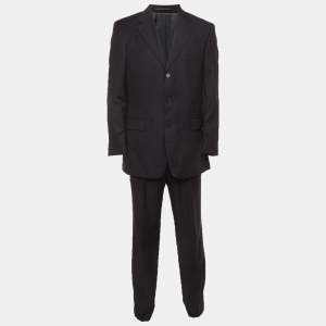 مملوكة مسبقًا Boss By Hugo Boss Navy Blue Pin Striped Wool Suit L