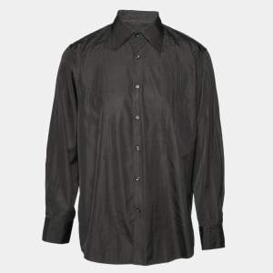 Pre Owned Boss By Hugo Boss Black Cotton Pintucks Detail Shirt XXL