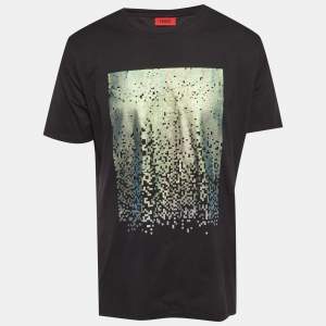 مملوكة مسبقًا Boss By Hugo Boss Black Graphic Jersey Dazzle Iridescent T-Shirt L